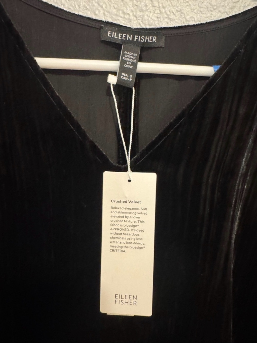 NWT: EILEEN FISHER Black Velvet V-Neck Women's Top - Picture 3 of 5